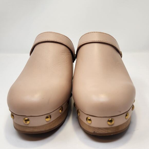 J Crew Convertible Leather Clog Shoes Women Size 7.5 Blush Beige Platofrm Studs - Picture 2 of 8